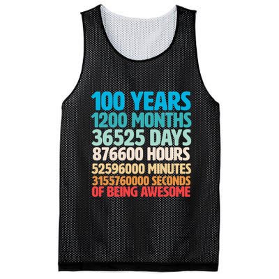100 Years Of Being Awesome 100th Birthday Time Breakdown Mesh Reversible Basketball Jersey Tank