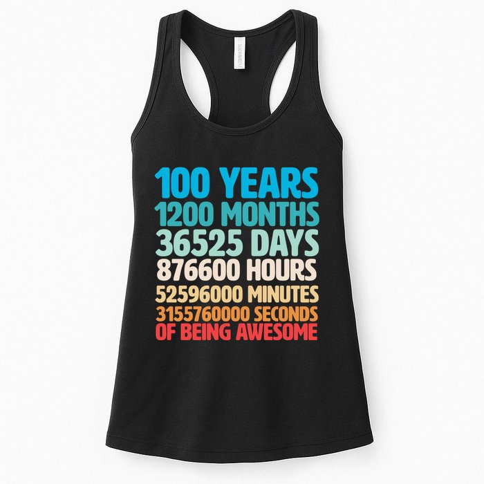 100 Years Of Being Awesome 100th Birthday Time Breakdown Womens Tank Top