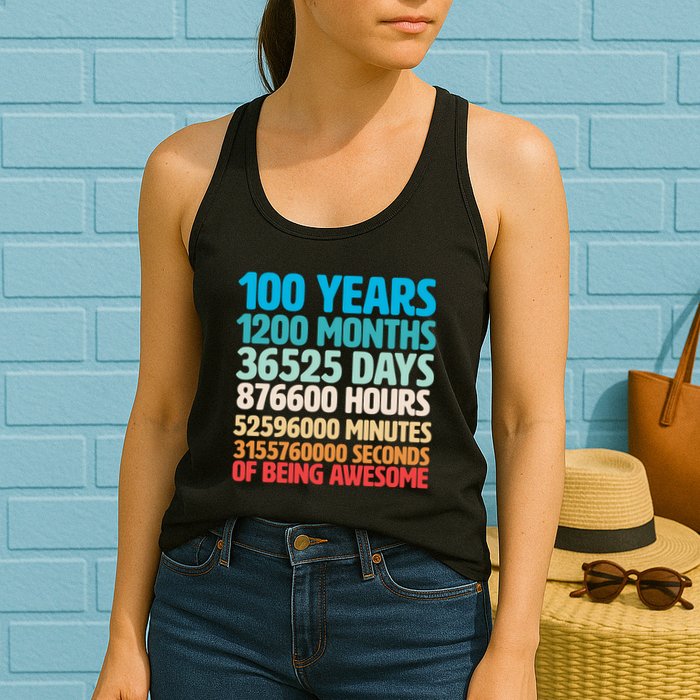 100 Years Of Being Awesome 100th Birthday Time Breakdown Womens Tank Top