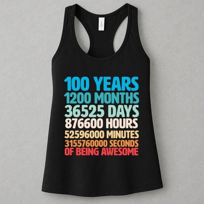 100 Years Of Being Awesome 100th Birthday Time Breakdown Womens Tank Top
