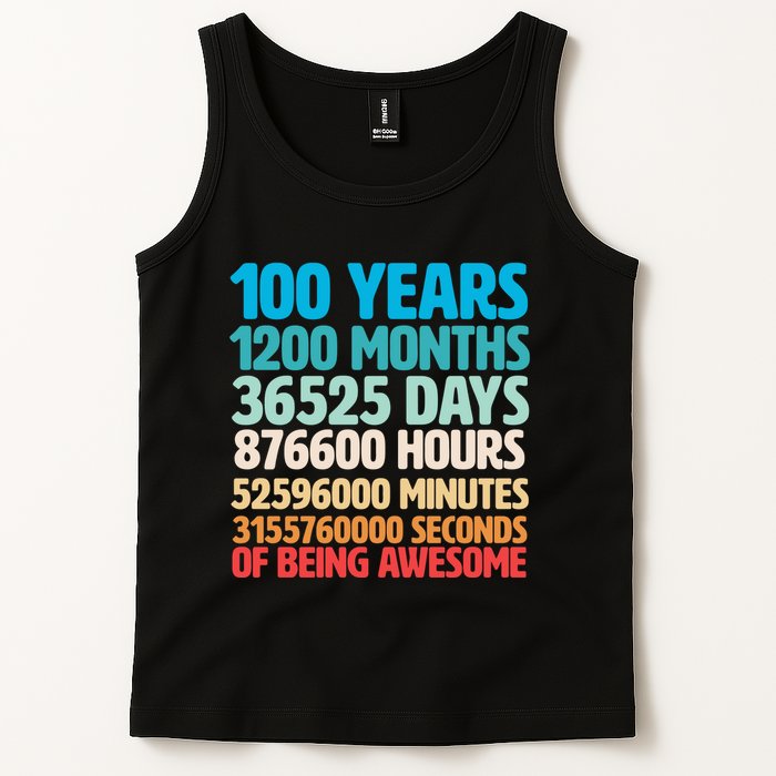 100 Years Of Being Awesome 100th Birthday Time Breakdown Tank Top