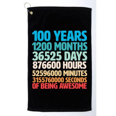 100 Years Of Being Awesome 100th Birthday Time Breakdown Golf Towel