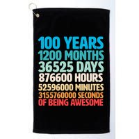 100 Years Of Being Awesome 100th Birthday Time Breakdown Golf Towel