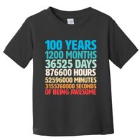 100 Years Of Being Awesome 100th Birthday Time Breakdown Toddler T-Shirt