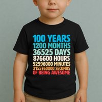 100 Years Of Being Awesome 100th Birthday Time Breakdown Toddler T-Shirt