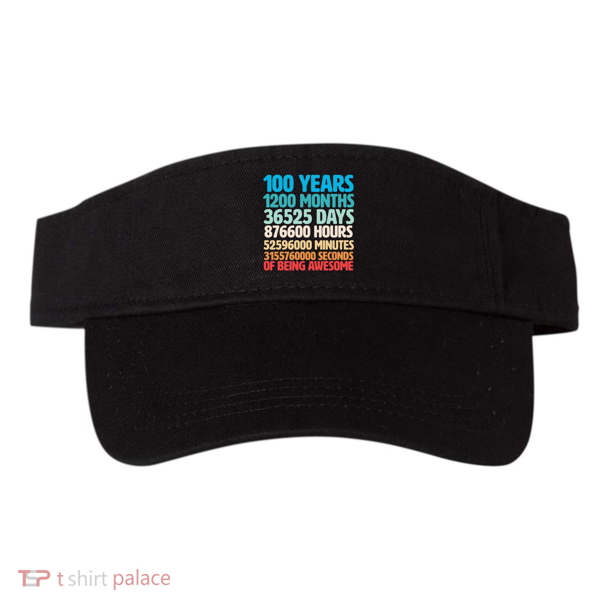 100 Years Of Being Awesome 100th Birthday Time Breakdown Visor