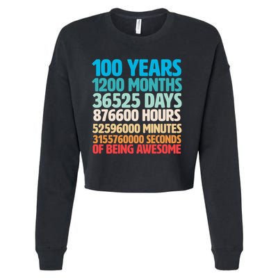 100 Years Of Being Awesome 100th Birthday Time Breakdown Cropped Pullover Crew