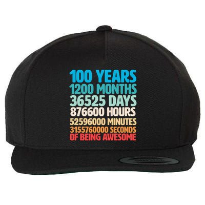 100 Years Of Being Awesome 100th Birthday Time Breakdown Wool Snapback Cap