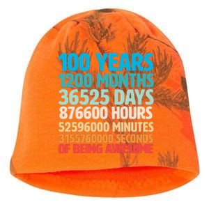 100 Years Of Being Awesome 100th Birthday Time Breakdown Kati - Camo Knit Beanie