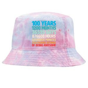 100 Years Of Being Awesome 100th Birthday Time Breakdown Tie-Dyed Bucket Hat