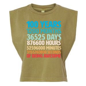 100 Years Of Being Awesome 100th Birthday Time Breakdown Garment-Dyed Women's Muscle Tee