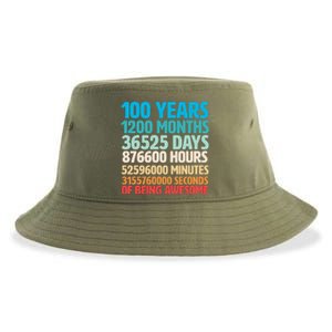 100 Years Of Being Awesome 100th Birthday Time Breakdown Sustainable Bucket Hat