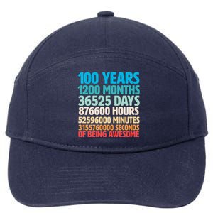 100 Years Of Being Awesome 100th Birthday Time Breakdown 7-Panel Snapback Hat