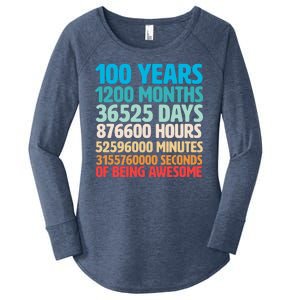 100 Years Of Being Awesome 100th Birthday Time Breakdown Women's Perfect Tri Tunic Long Sleeve Shirt