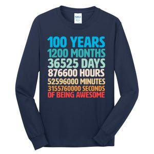 100 Years Of Being Awesome 100th Birthday Time Breakdown Tall Long Sleeve T-Shirt