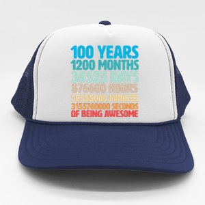 100 Years Of Being Awesome 100th Birthday Time Breakdown Trucker Hat