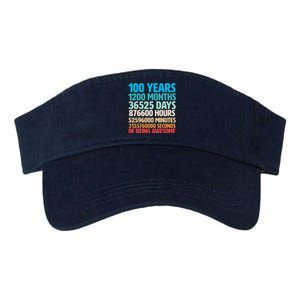 100 Years Of Being Awesome 100th Birthday Time Breakdown Valucap Bio-Washed Visor