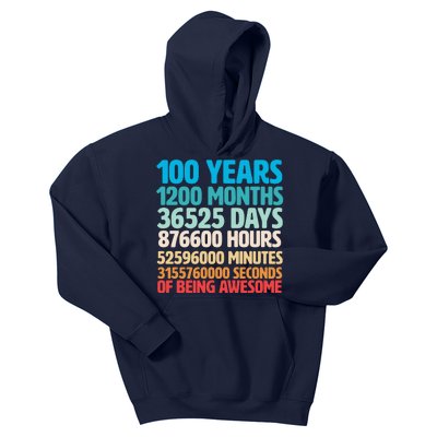 100 Years Of Being Awesome 100th Birthday Time Breakdown Kids Hoodie