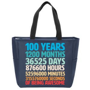 100 Years Of Being Awesome 100th Birthday Time Breakdown Zip Tote Bag