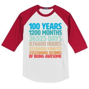 100 Years Of Being Awesome 100th Birthday Time Breakdown Kids Colorblock Raglan Jersey