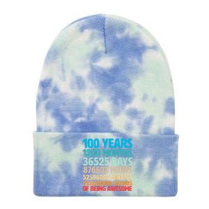 100 Years Of Being Awesome 100th Birthday Time Breakdown Tie Dye 12in Knit Beanie