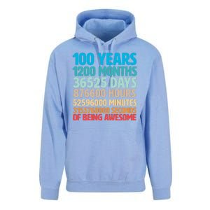 100 Years Of Being Awesome 100th Birthday Time Breakdown Unisex Surf Hoodie