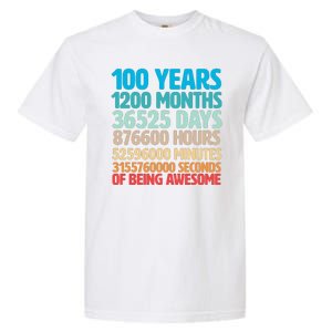 100 Years Of Being Awesome 100th Birthday Time Breakdown Garment-Dyed Heavyweight T-Shirt