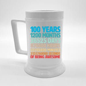 100 Years Of Being Awesome 100th Birthday Time Breakdown Beer Stein