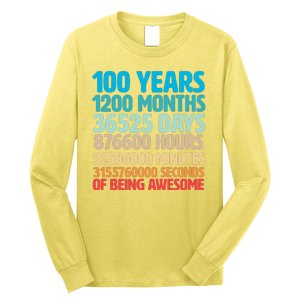 100 Years Of Being Awesome 100th Birthday Time Breakdown Long Sleeve Shirt