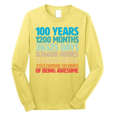 100 Years Of Being Awesome 100th Birthday Time Breakdown Long Sleeve Shirt