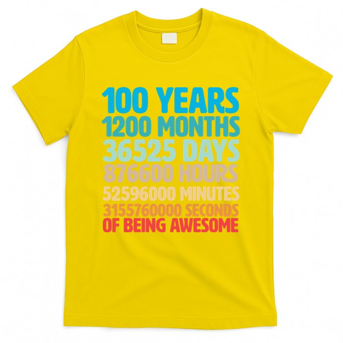 100 Years Of Being Awesome 100th Birthday Time Breakdown T-Shirt