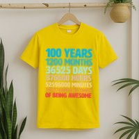 100 Years Of Being Awesome 100th Birthday Time Breakdown T-Shirt