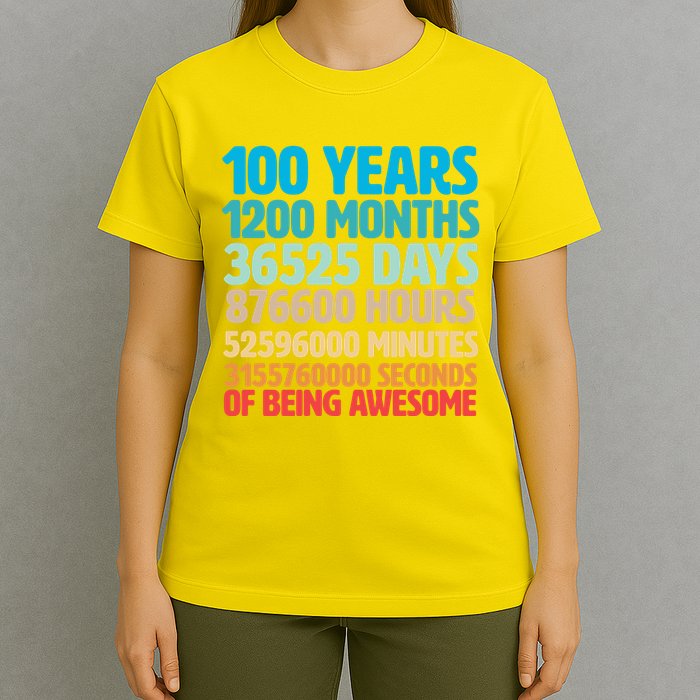 100 Years Of Being Awesome 100th Birthday Time Breakdown T-Shirt