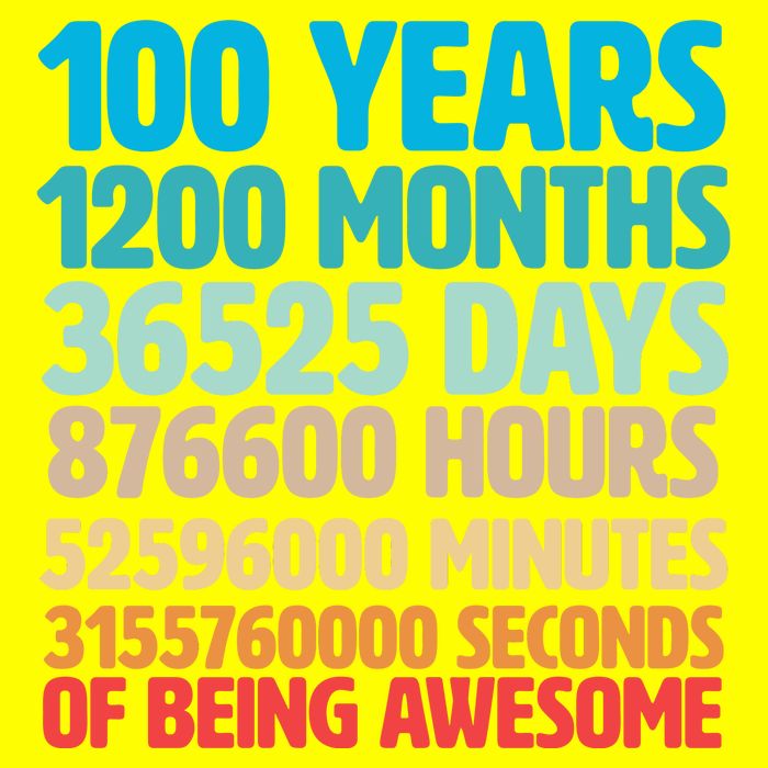 100 Years Of Being Awesome 100th Birthday Time Breakdown T-Shirt