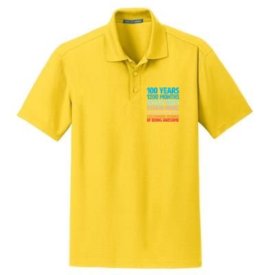 100 Years Of Being Awesome 100th Birthday Time Breakdown Dry Zone Grid Polo
