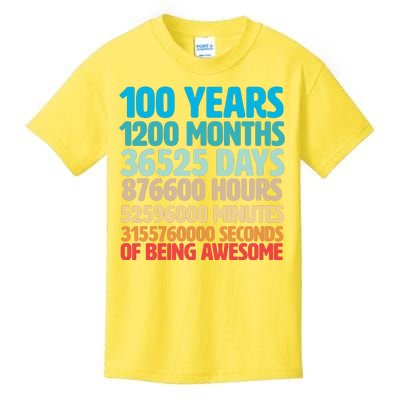 100 Years Of Being Awesome 100th Birthday Time Breakdown Kids T-Shirt