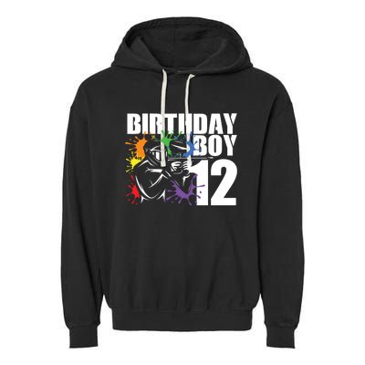 12 Year Old Paintball Birthday Party 12th Gift For Garment-Dyed Fleece Hoodie