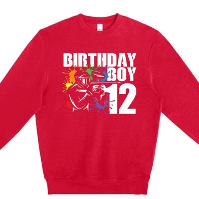 12 Year Old Paintball Birthday Party 12th Gift For Premium Crewneck Sweatshirt