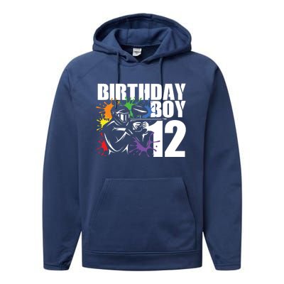 12 Year Old Paintball Birthday Party 12th Gift For Performance Fleece Hoodie