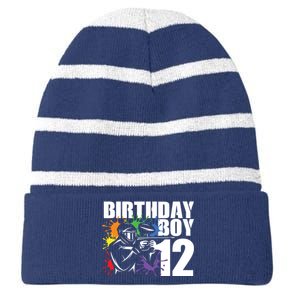 12 Year Old Paintball Birthday Party 12th Gift For Striped Beanie with Solid Band