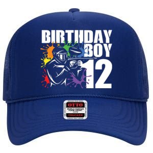 12 Year Old Paintball Birthday Party 12th Gift For High Crown Mesh Back Trucker Hat