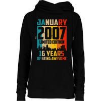 16 Years Old Gifts Vintage January 2007 16th Birthday Womens Funnel Neck Pullover Hood