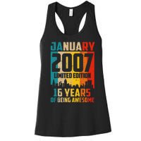 16 Years Old Gifts Vintage January 2007 16th Birthday Women's Racerback Tank