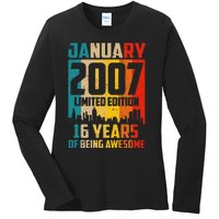 16 Years Old Gifts Vintage January 2007 16th Birthday Ladies Long Sleeve Shirt