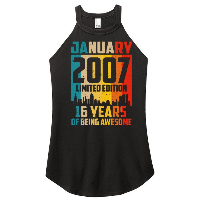 16 Years Old Gifts Vintage January 2007 16th Birthday Women's Perfect Tri Rocker Tank