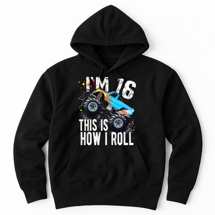 16 Year Old Gift Cool 16th Birthday Boy Gift For Monster Truck Car Lovers Hoodie