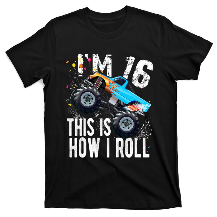 16 Year Old Gift Cool 16th Birthday Boy Gift For Monster Truck Car Lovers T-Shirt