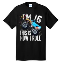 16 Year Old Gift Cool 16th Birthday Boy Gift For Monster Truck Car Lovers Tall T-Shirt