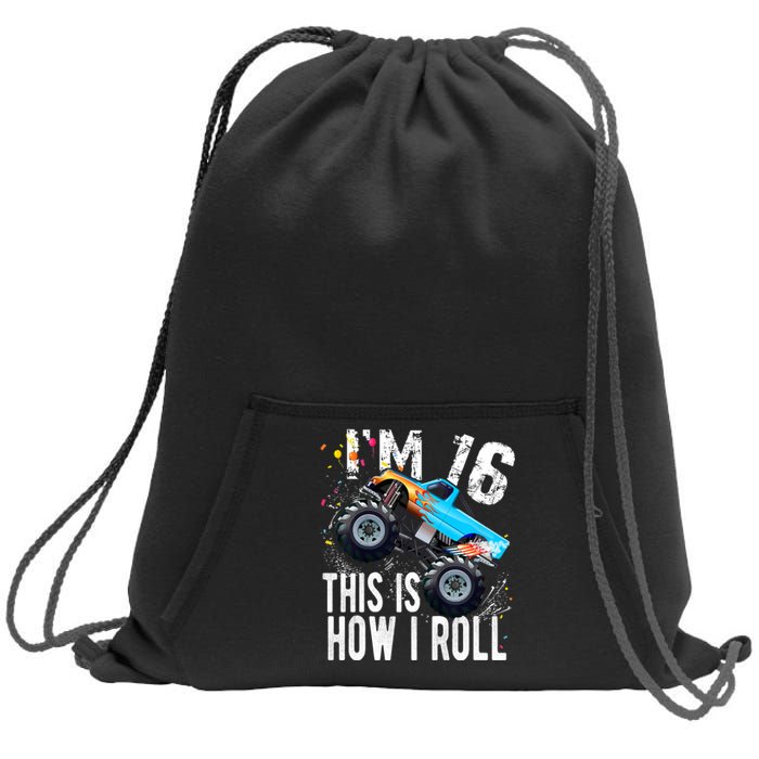 16 Year Old Gift Cool 16th Birthday Boy Gift For Monster Truck Car Lovers Sweatshirt Cinch Pack Bag