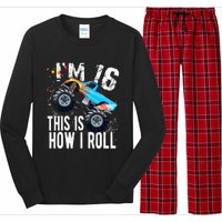 16 Year Old Gift Cool 16th Birthday Boy Gift For Monster Truck Car Lovers Long Sleeve Pajama Set